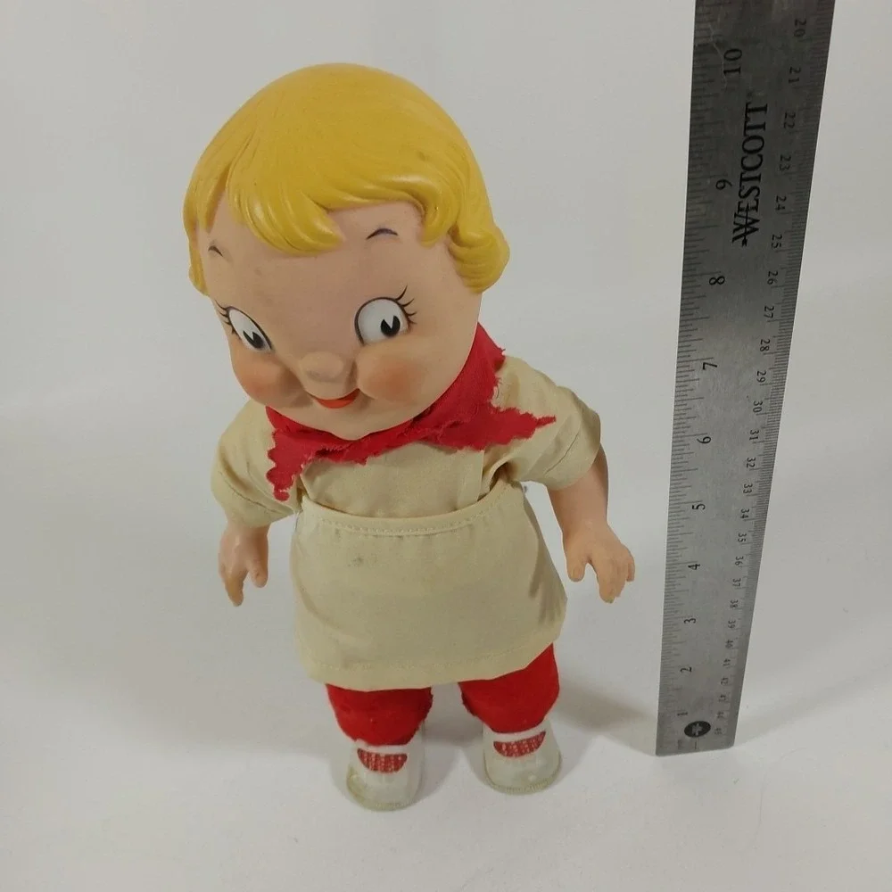 Campells Soup Rubber Girl Doll Vintage 1970s Advertising Full Clothed Made USA‎